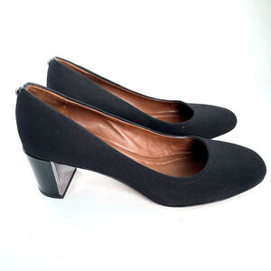 Donald J Pliner Corin Black Block Heel Dress Pump Size Patten Leather Heel 9.5M
